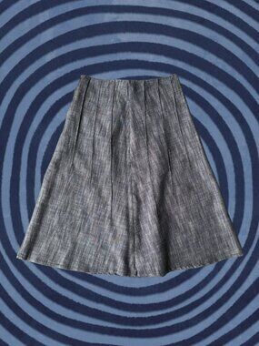 René Lezard Denim Print Pleated Mini Skirt Low Rise Y2K Minimal Model Off Duty